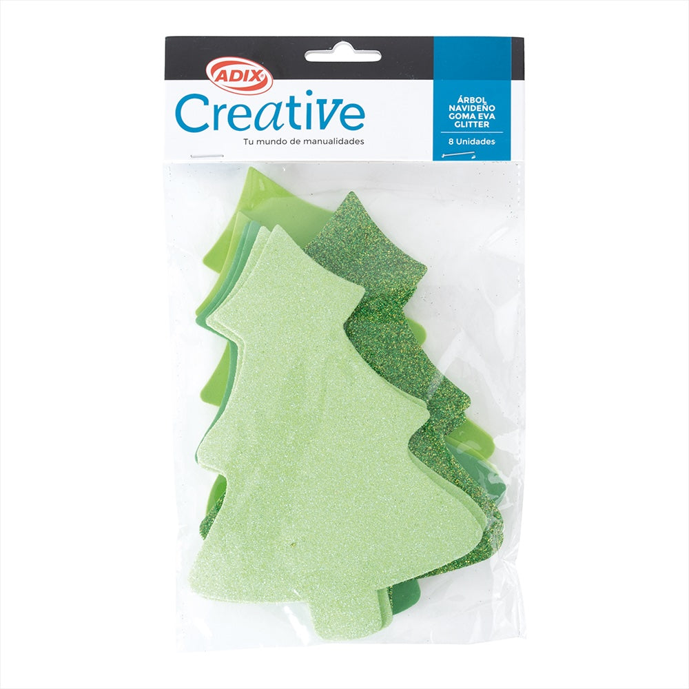 Árboles Navideños Goma Eva Glitter pk/8u (110) CREATIVE