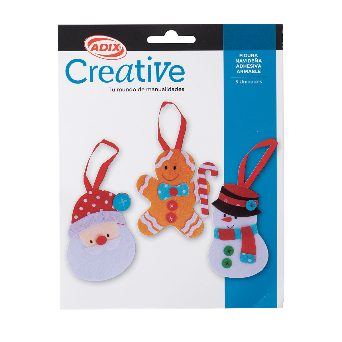 Figuras Navideñas de (fieltro) adhesivas para armar pk/3pz. CREATIVE