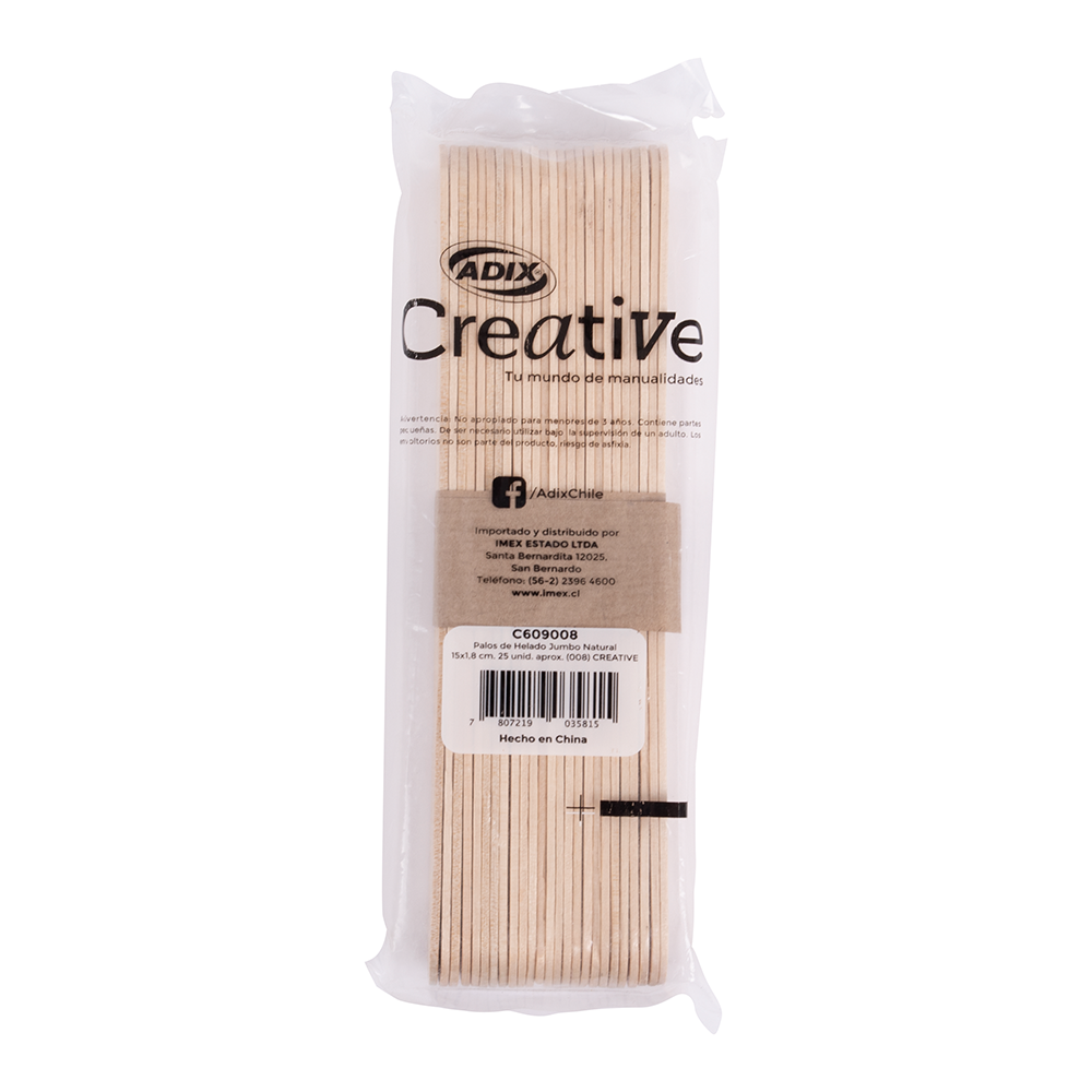 Palo Helado Jumbo Natural 15cm (5.91") pk/25u CREATIVE