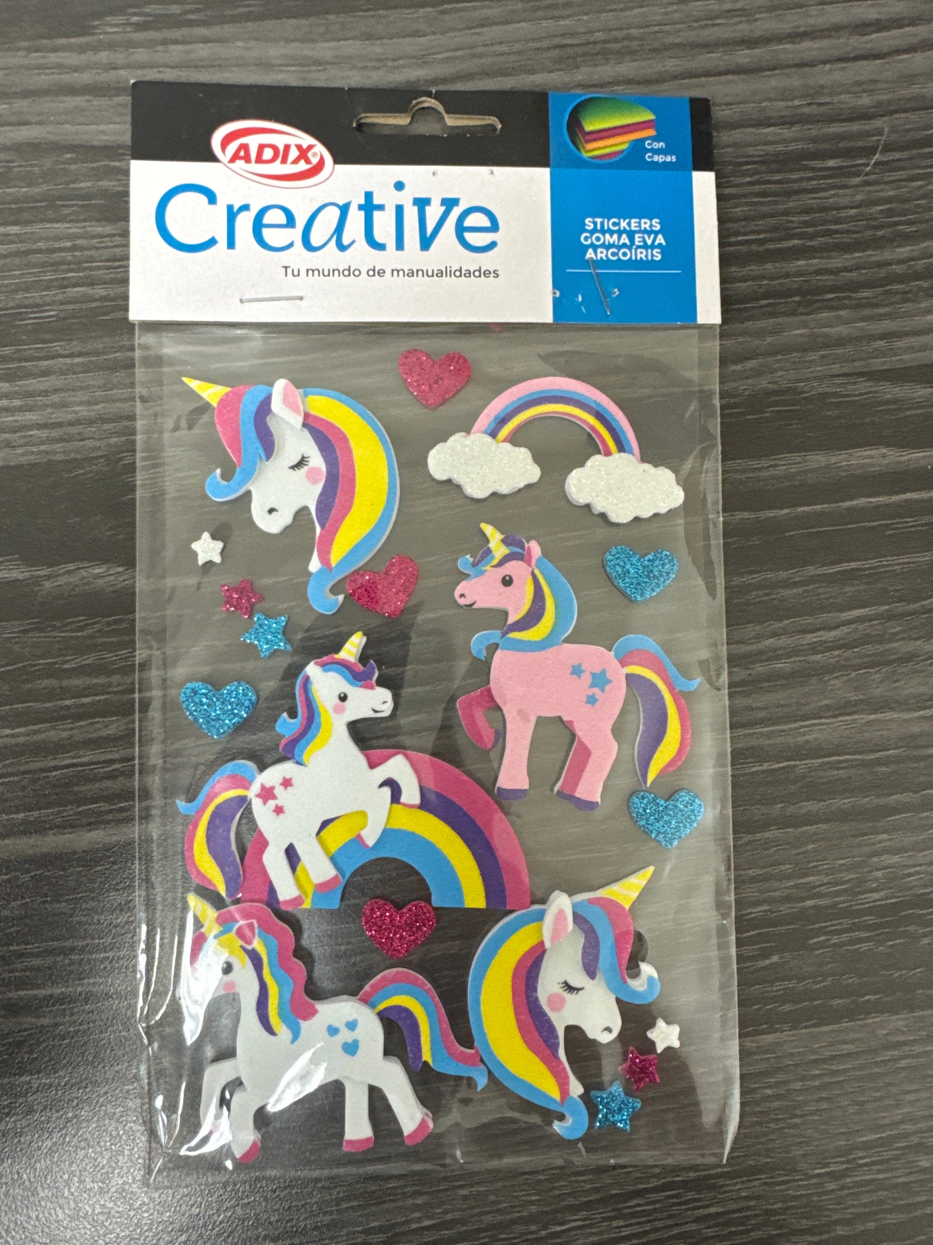Sticker Goma Eva Unicornio/Arcoíris surt. pk/15u.(081) CREATIVE