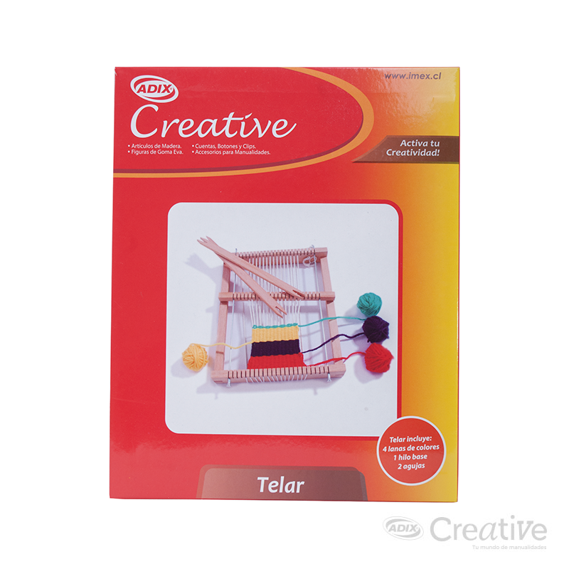 Telar de Madera contiene 4 lanas 1 hilo base y 2 agujas CREATIVE