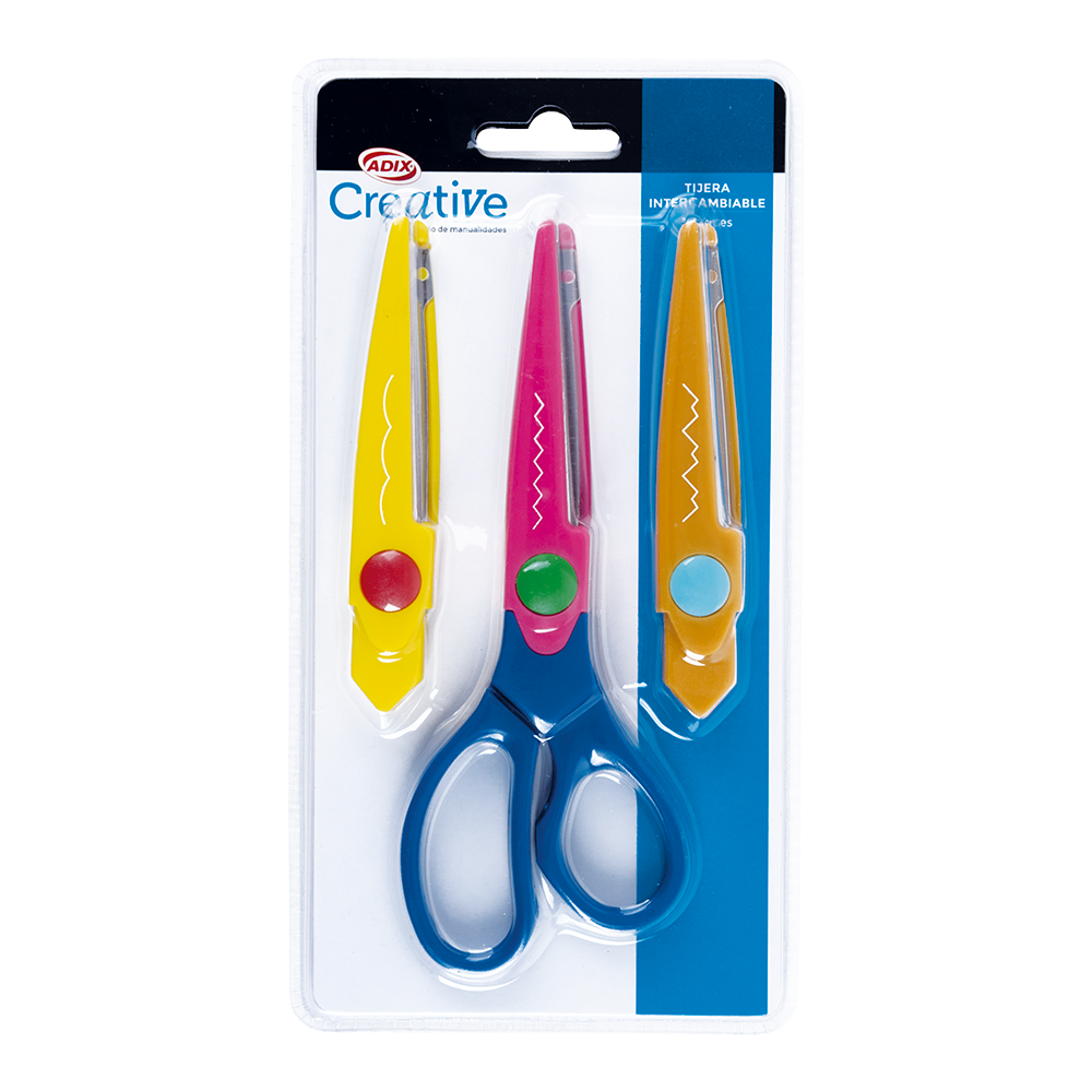 Tijera de 3 Cortes Blister Pack incluye filos intercambiables CREATIVE