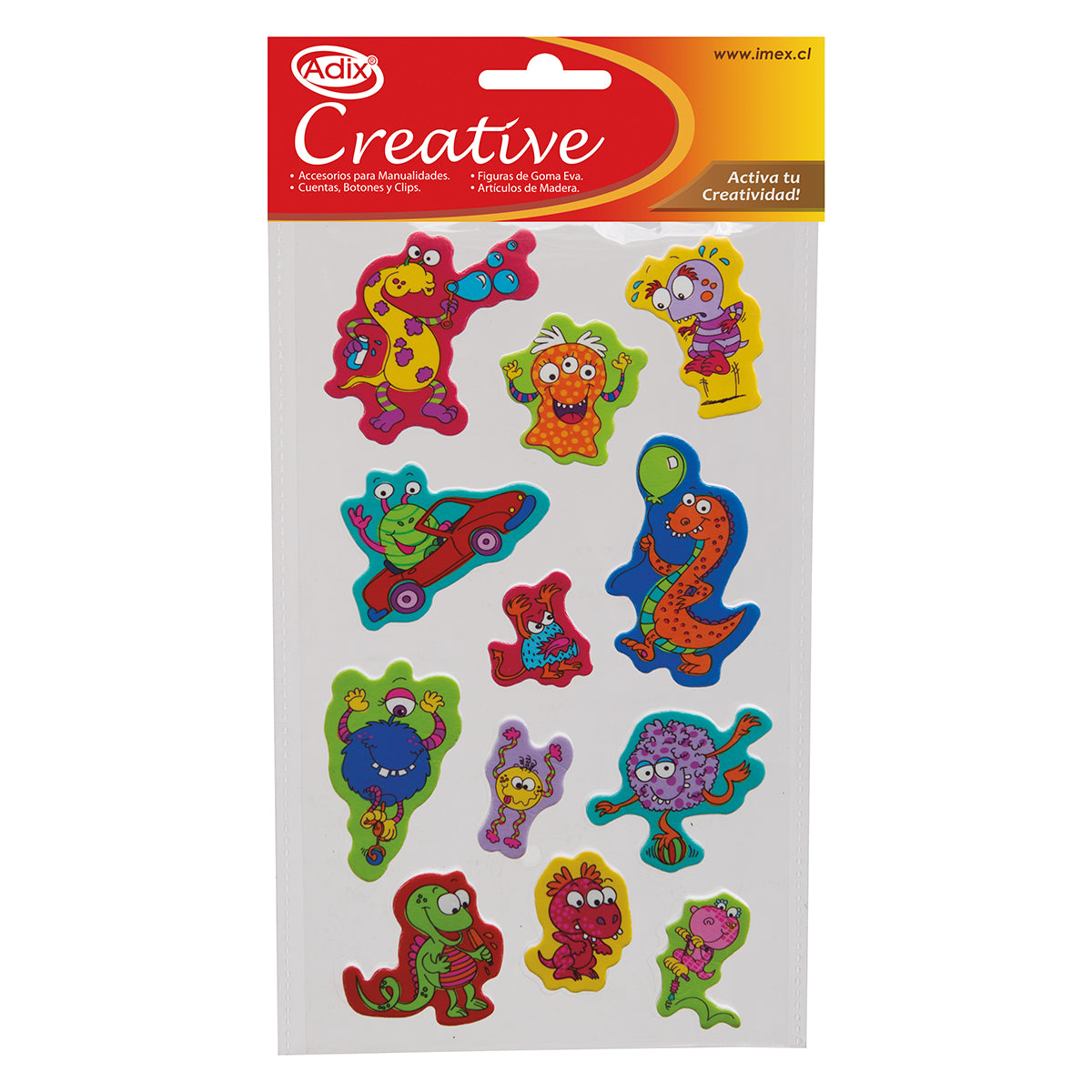 Sticker Goma Eva Monstruos pk/12u.(047) CREATIVE