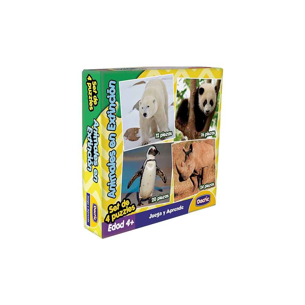 Puzzle Animal en Extincion Carton 4u. DACTIC