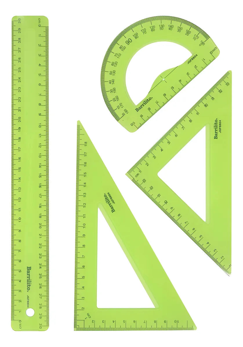 Juego de Geometria Flexible 4pz. colores Verde y Rosa
