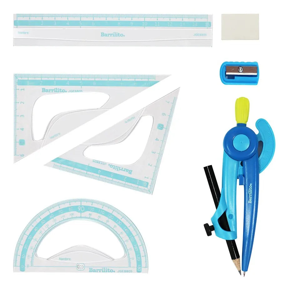 Juego de Geometria Estuche 7/pz. colores Azul y Rosa