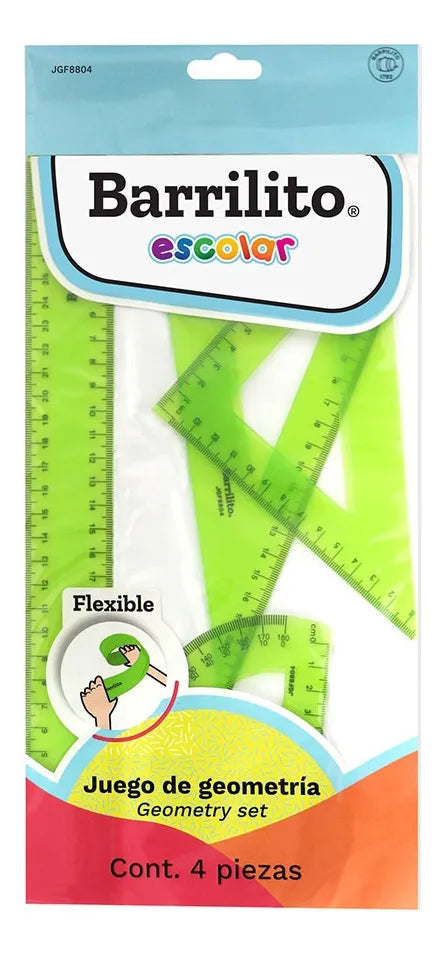 Juego de Geometria Flexible 4pz. colores Verde y Rosa