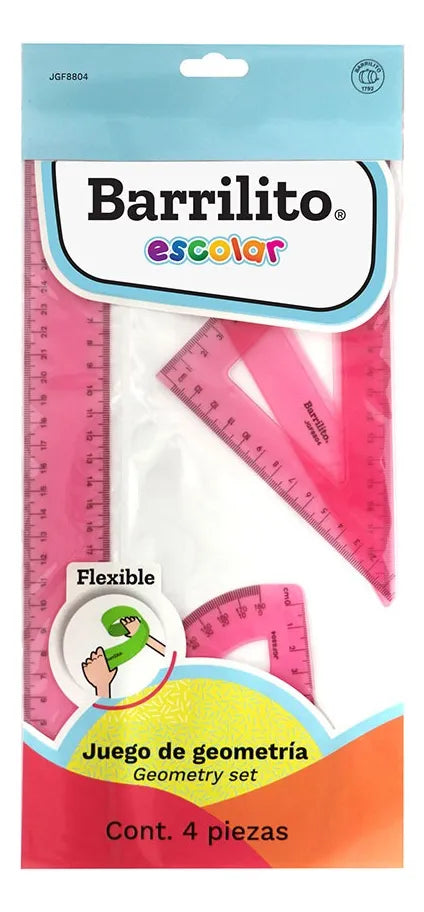 Juego de Geometria Flexible 4pz. colores Verde y Rosa