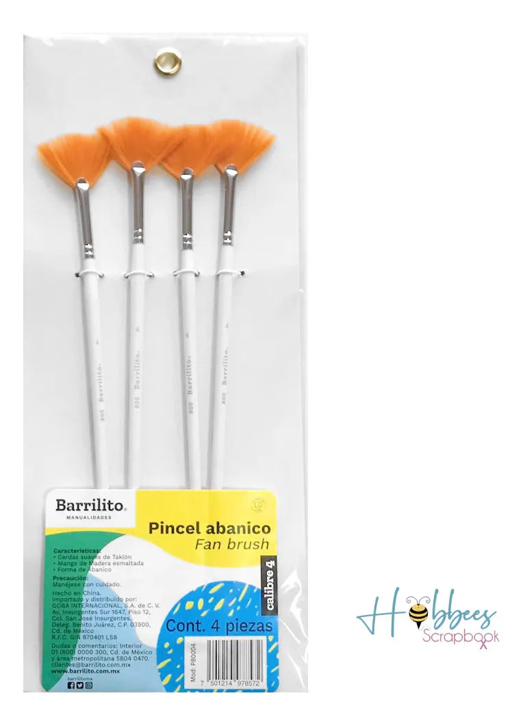 Pincel Abanico Taklon Cal.10 (PK/4pinceles) (2")