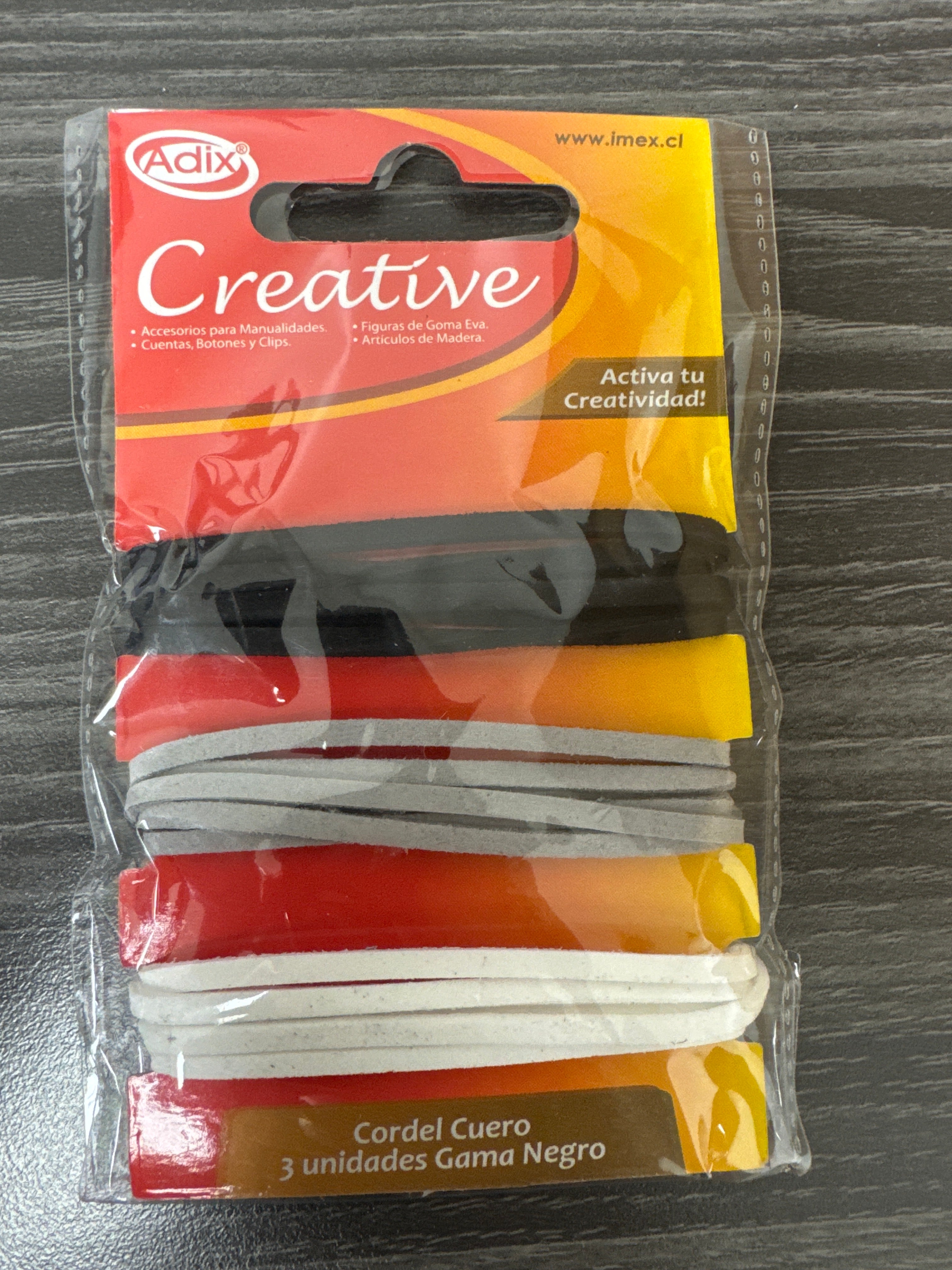 Cordel Cuero 3m 3u Gama Negro (420) CREATIVE