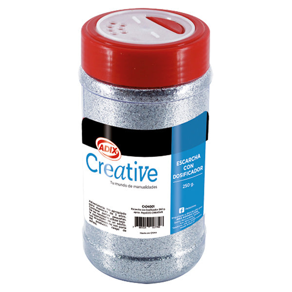 Escarcha con Dosificador 250gr.(8.82oz.) color Plata CREATIVE