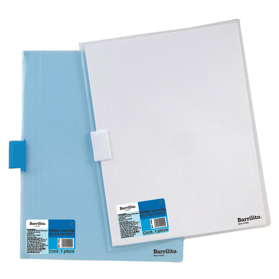 Folder plastico con clip carta colores surtidos,pk/12pz.,ctn/8pk