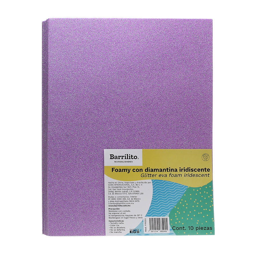 Foamy Carta con Diamantina Iridiscente Lila,pk/10hojas/ctn/12pk