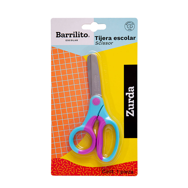 Tijera escolar acero inoxidable para zurdos,b/p,ctn/288pz.
