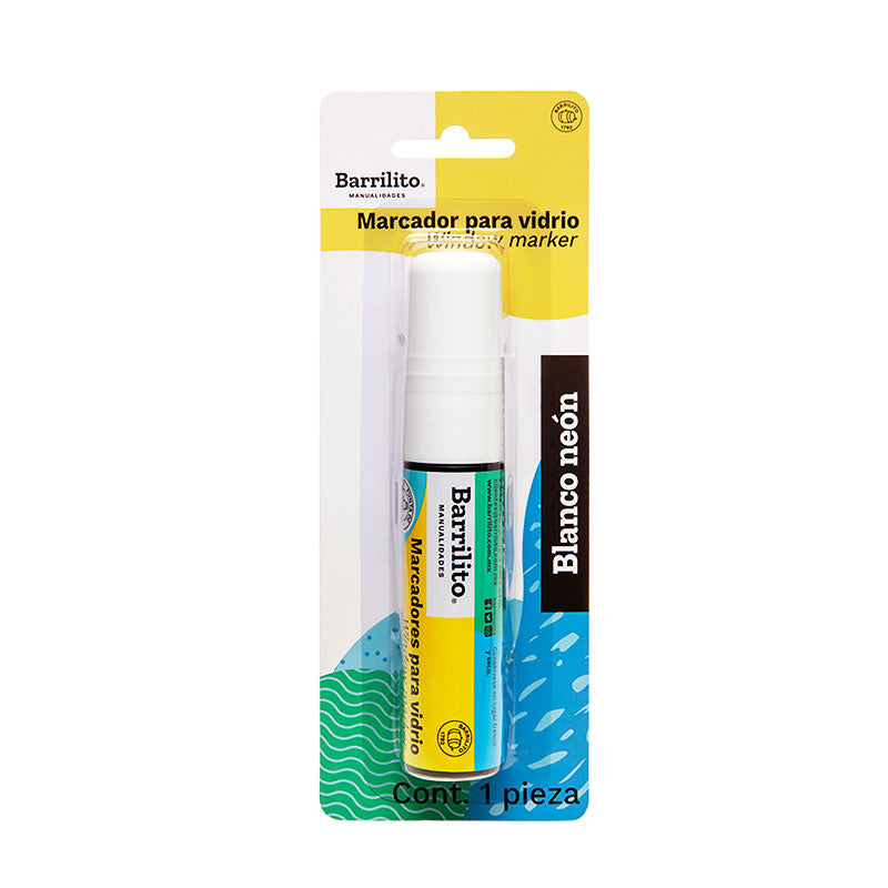 Marcador de vidrio color blanco de 28g. blister pack,caja de 12pz,ctn12cajas