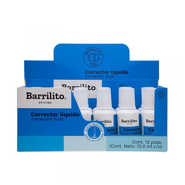 Corrector Liquido en brocha de 12.0ml,dp/12pz,ctn/48dp. ,precio por docena