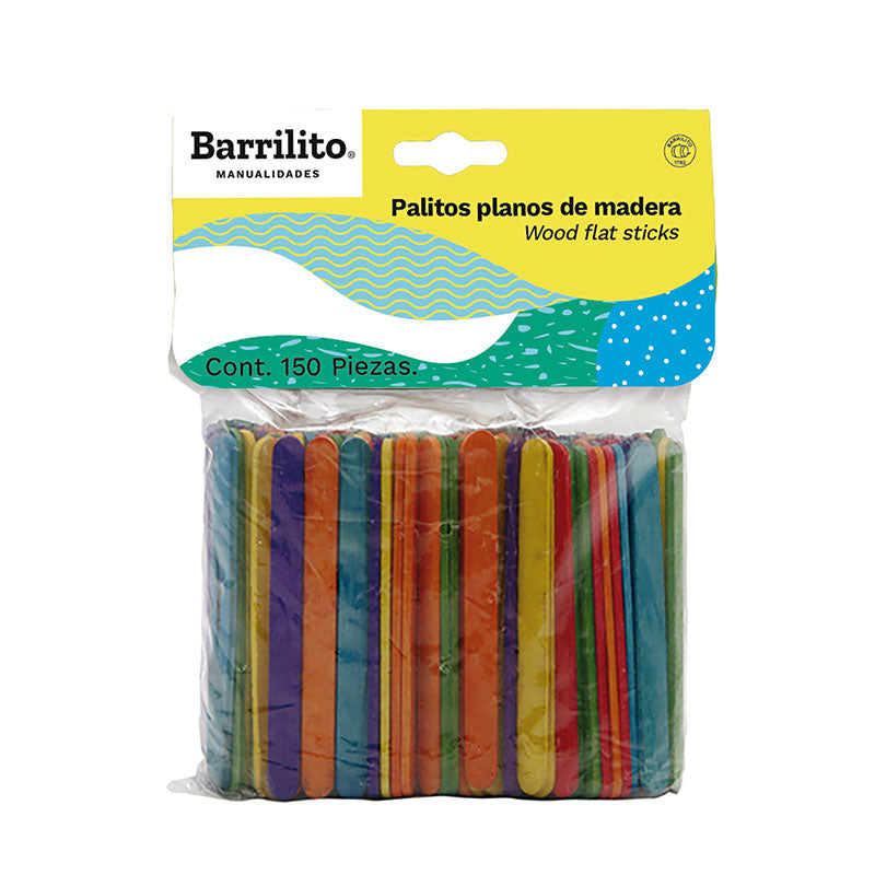 Palitos Planos Mini de Madera a Color,ctn/72pk