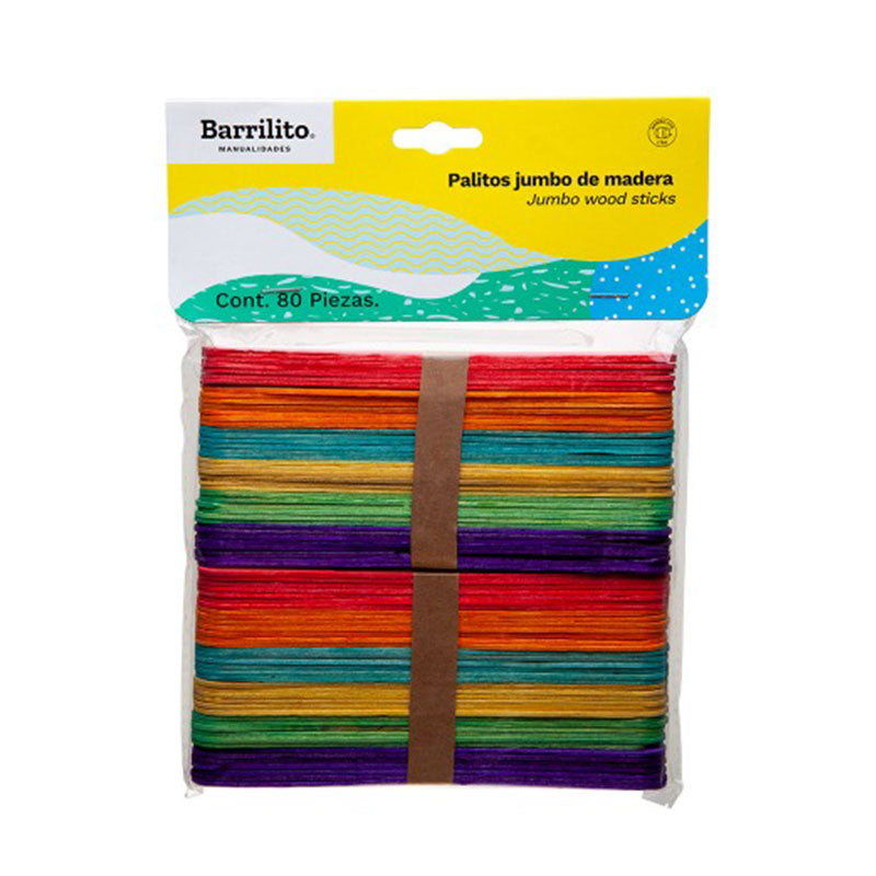 Palitos Planos de Madera Colores pk/30pz. (14.5 x 1.8cm (5.71 x 0.71")