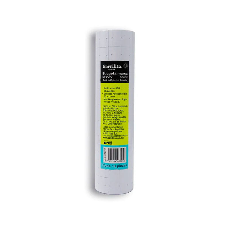 Rollos etiqueta marca precio blanca,pk/10rollos,ctn/10pk