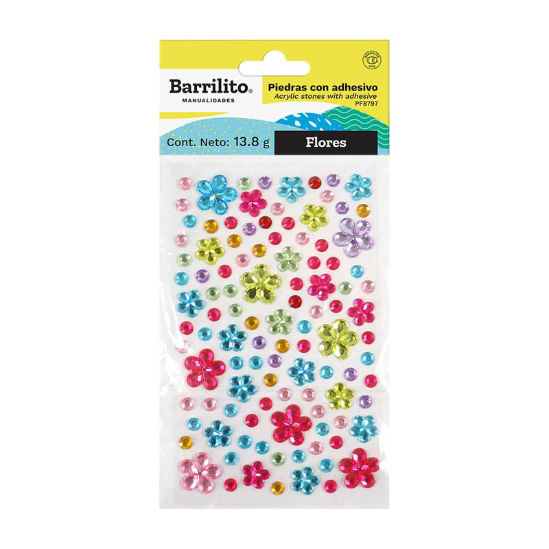 Piedras con Adhesivo Flor 13.8gr.colores mixtos
