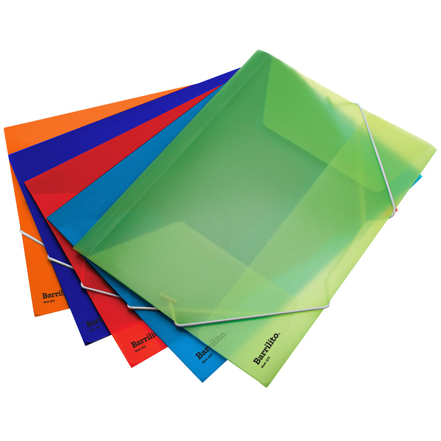 Folder Plastico con Ligas Oficio pk/12pz. colores surtidos. Precio por docenas