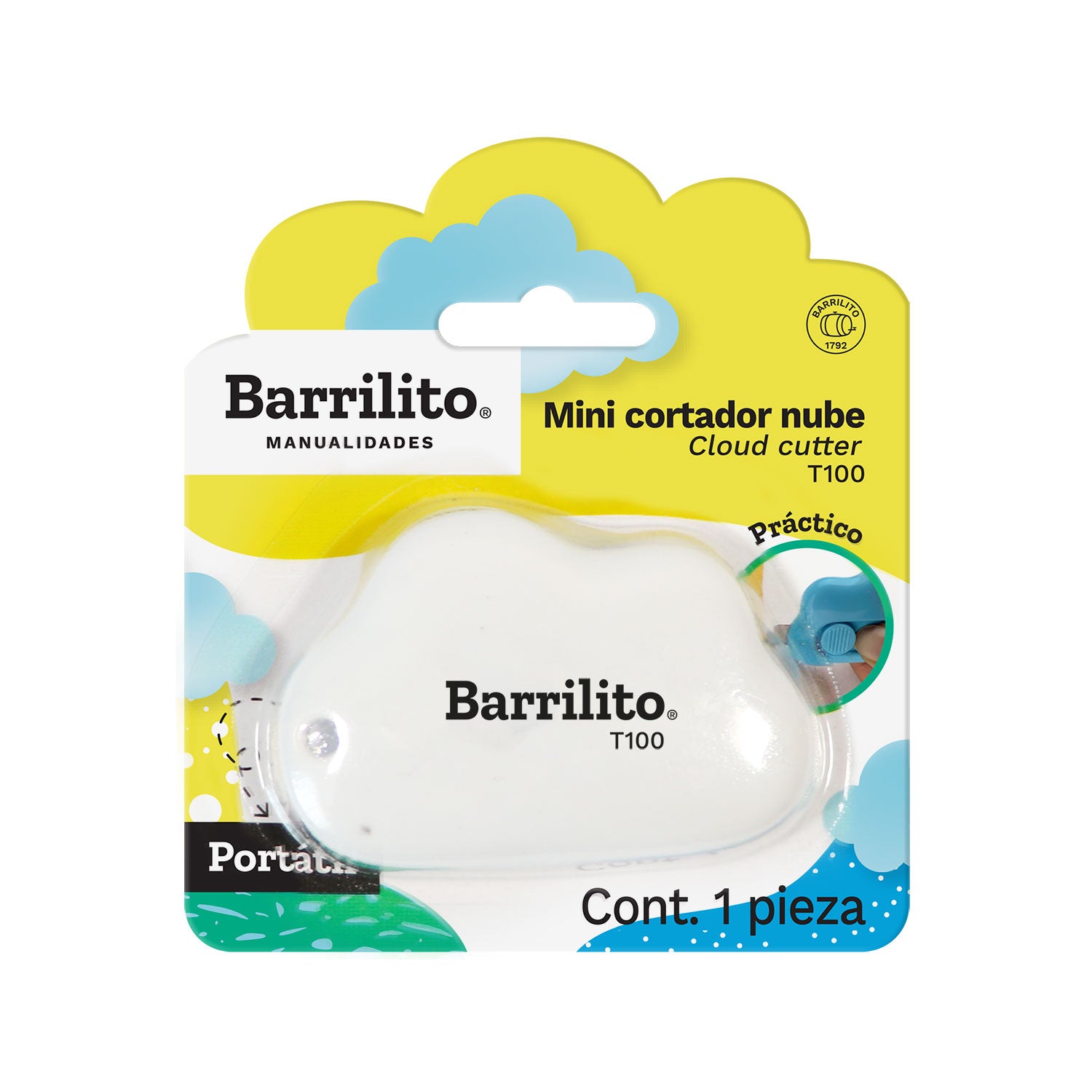 Mini Cortador Nube color Azul.Rosa y Blanco
