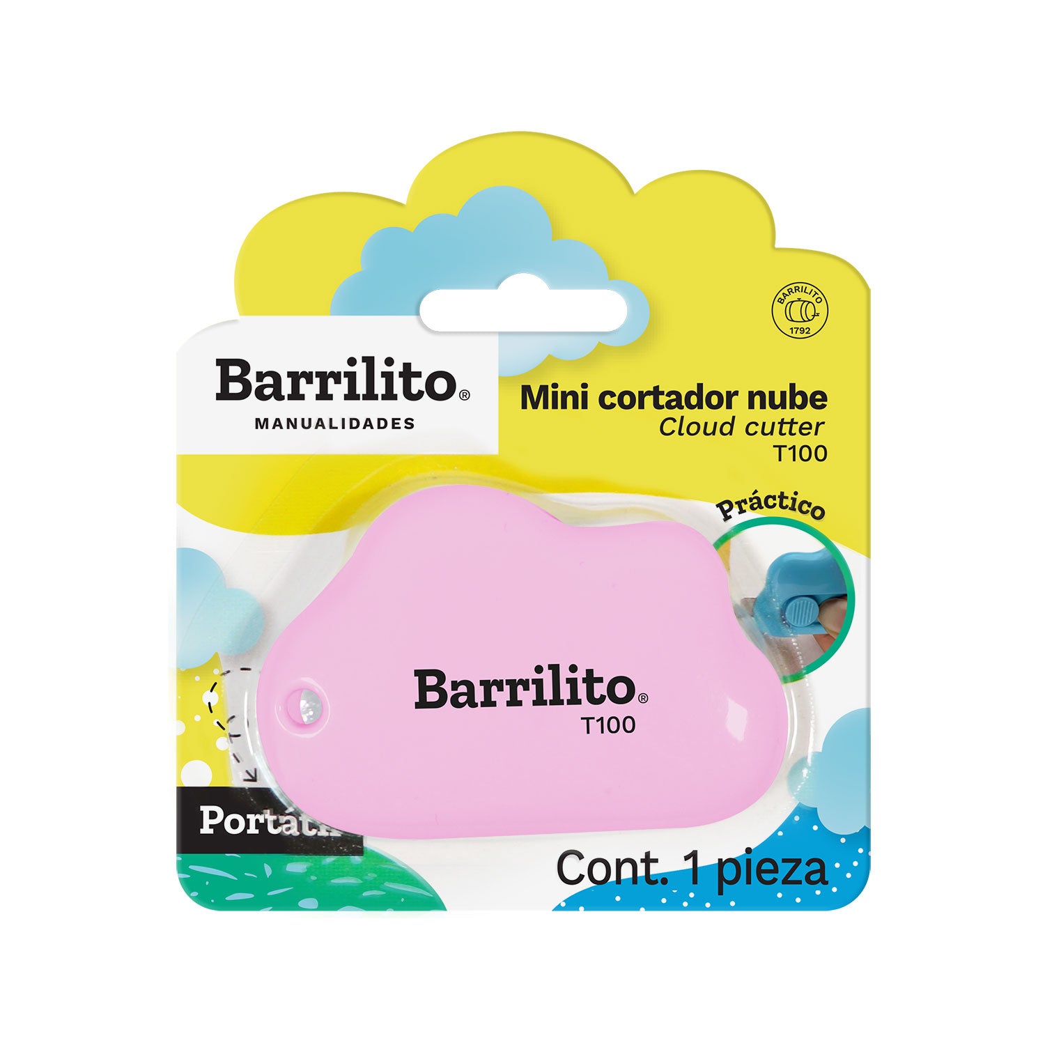 Mini Cortador Nube color Azul.Rosa y Blanco