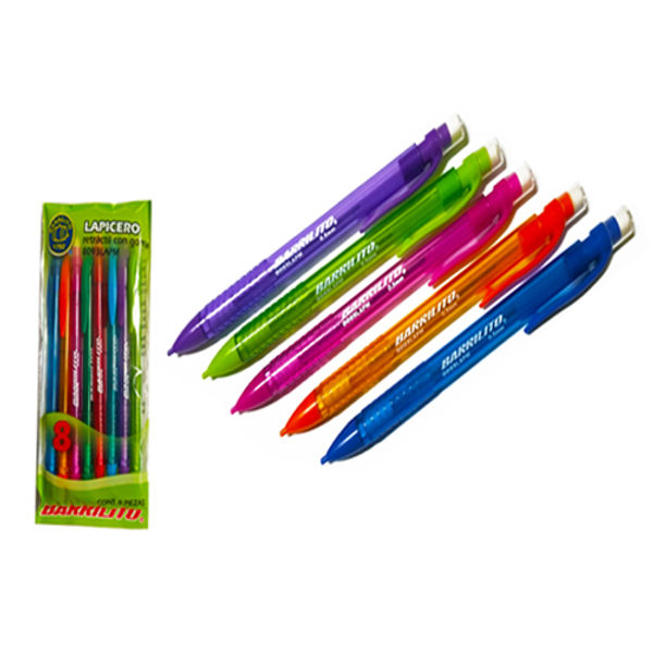 Lapicero Plastico Retractil mix. pk/8pz.0.5mm