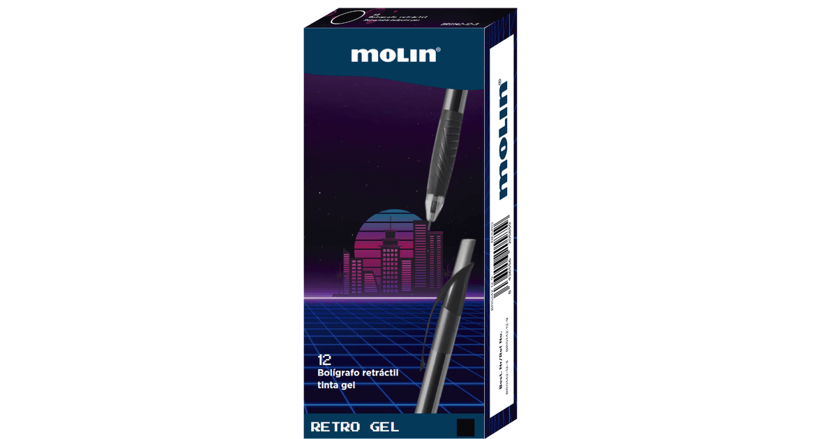 Boligrafo Retractil Gel 0.7mm Negro caja de 12 unidades
