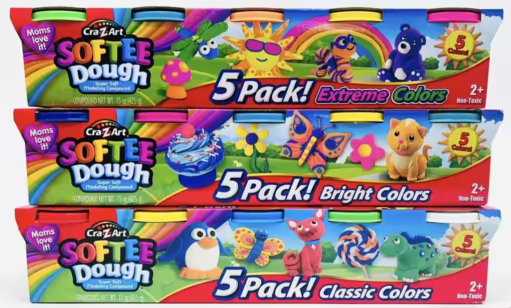 R CRA-Z-ART ASST SOFTEE 3OZ DOUGH BRIGHT/CLASSIC