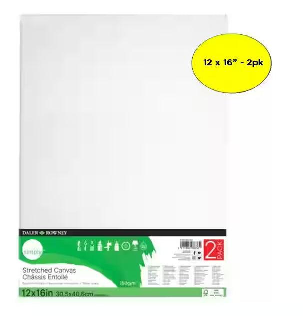 SIMPLY STRETCHED CANVAS 12"16" 2PK