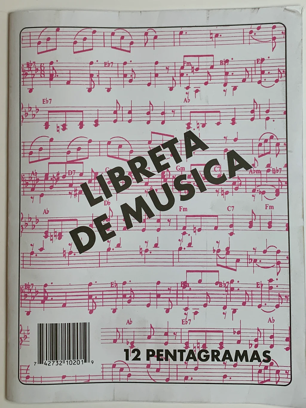 "Laminas Latino:LLR-43 Libreta de Musica Grande 12 Pentagramas"