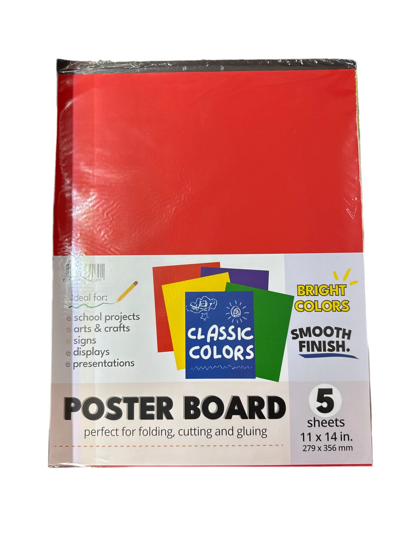 Cartulina 11x14 Colores Clasicos pk/5 colores (Azul,Rojo,Verde,Amarillo y Violeta) Ctn/24 pks