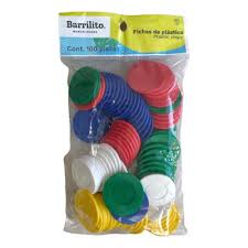 Fichas de plastico chicas 100pz/bolsa,ctn/24bolsas