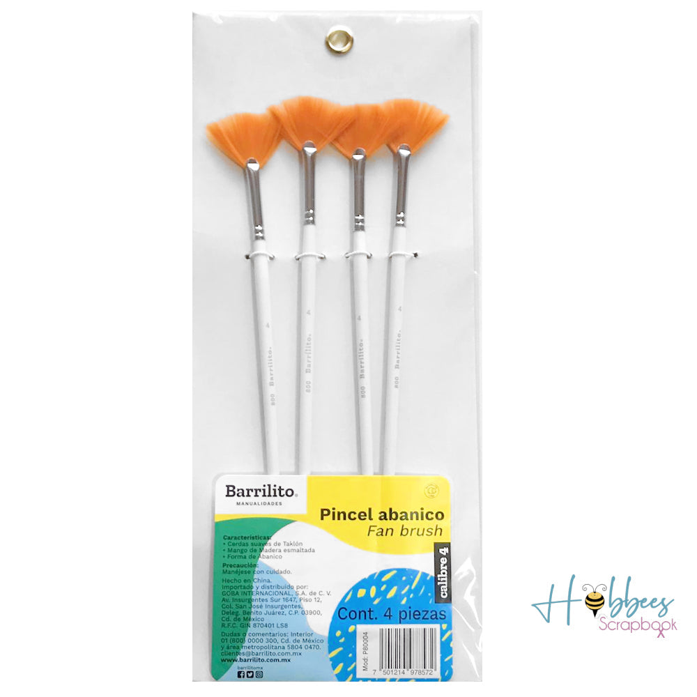 Pincel Abanico Taklon Cal.4 (PK/4pinceles) (1 1/2)