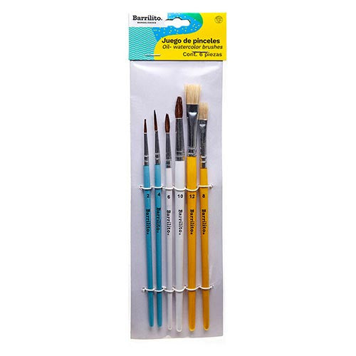 Juego de pinceles mix Oleo-Acuarela,pk/6pz.,ctn/48pk