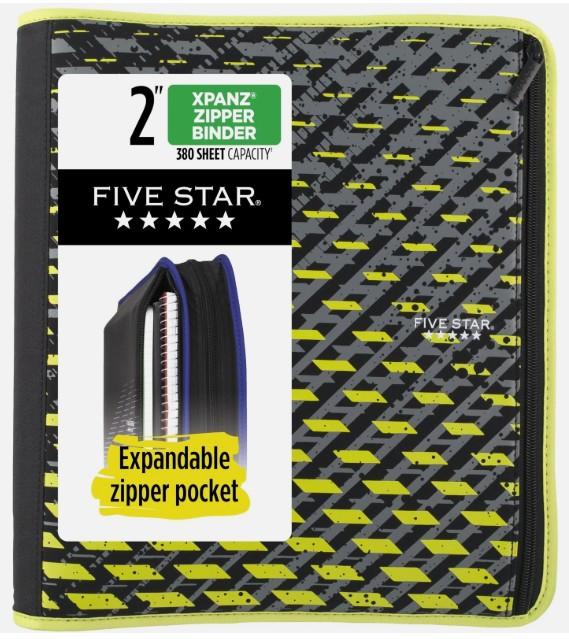 MEAD FIVE STAR XPANZ 2" ZIP BINDER-GREEN - 280177FA-WMT25
