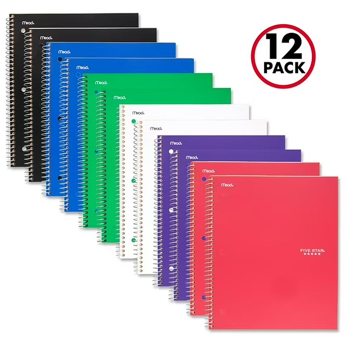 MEAD FIVESTAR 1 SUB NB 12PK 100 SHEET WR - 1072605