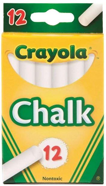 CRAYOLA 12 CT WHITE CHALK STICK 00320