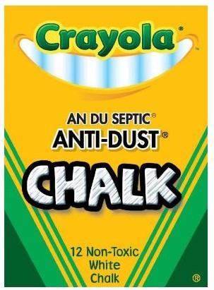 CRAYOLA ANTI DUST CHALK 12 CT WHITE 01402