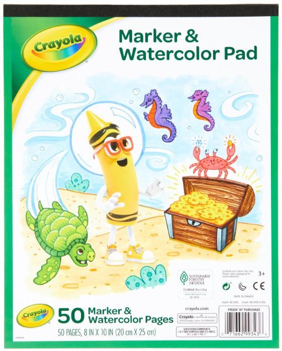 CRAYOLA MARKER AND WATERCOLOR PAD 50 PAGES 8 X 10 - 99-3403