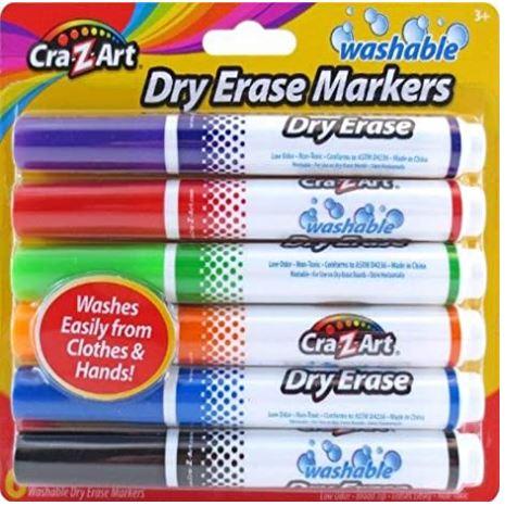 R CRA-Z-ART 6CT KIDS WASHBL DRY ERASE MARKERS - 10048-24