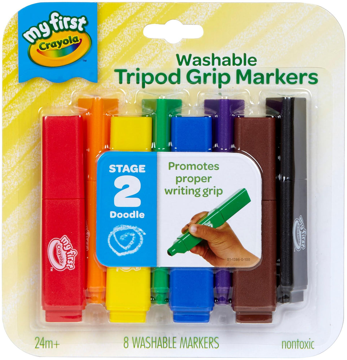 CRAYOLA 8CT WASHABLE PRIMARY KIDS MARKERS - TRIPOD GRIP 811386R000