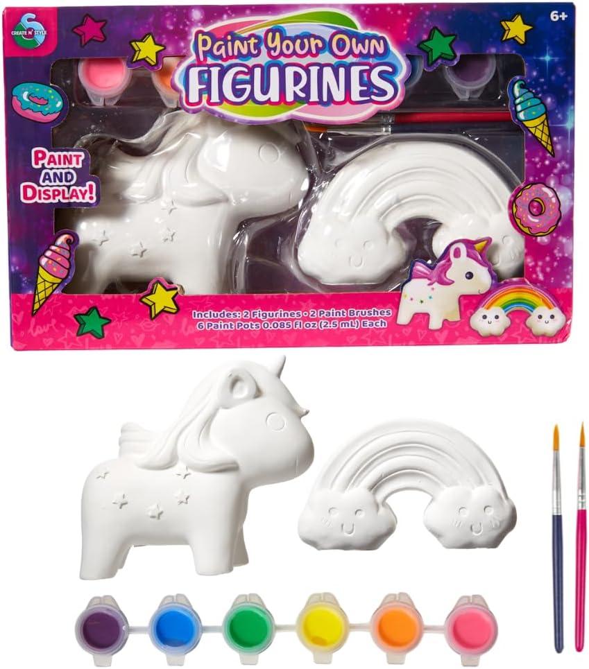 CREATE &STYLE PAINT YOUR OWN 2PK FIGUREINES RAINBOW/UNICORN 712381INN