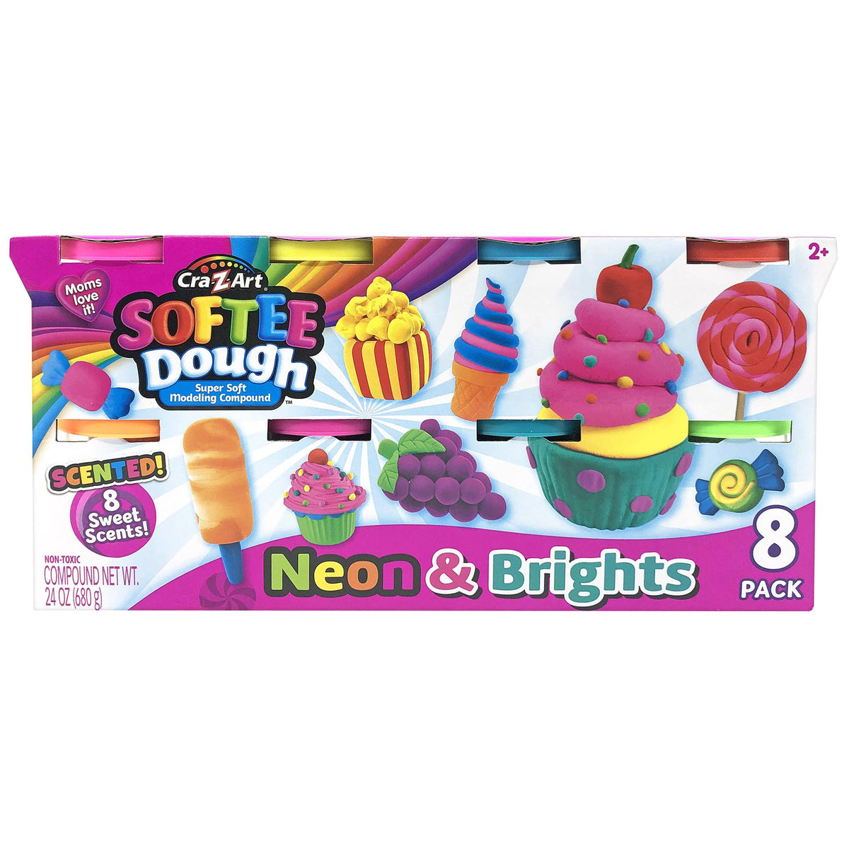 CRA-Z-ART SOFTEE DOUGH NEON / BRIGHTS 8 CT - 3 OZ - 36180-6